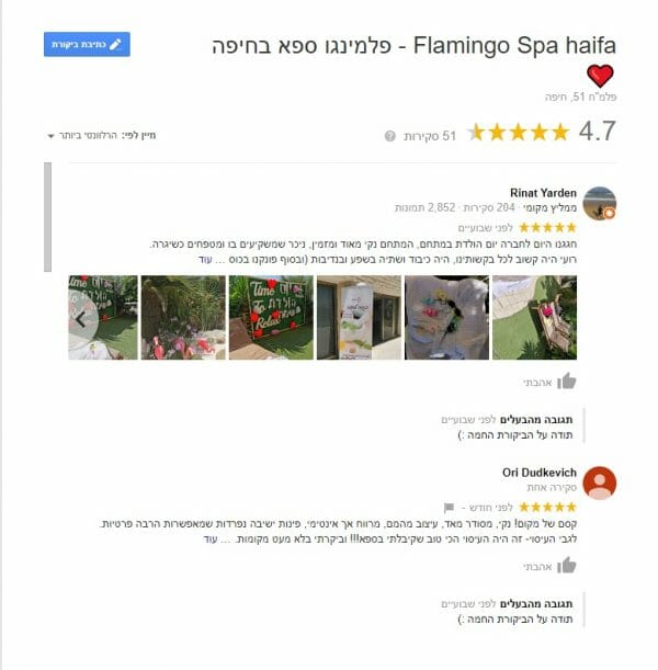 ביקורות מפרגנות פלמינגו ספא בחיפה , ספא בוטיק על רכס הכרמל